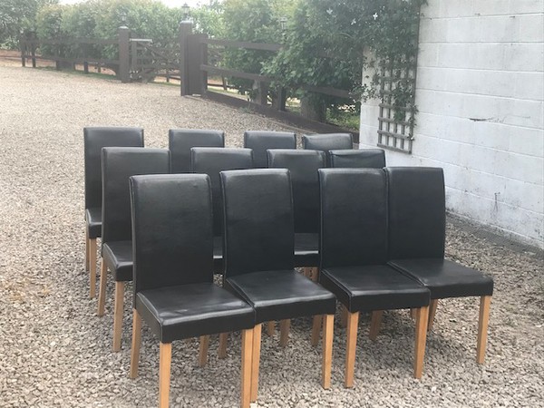 Used Faux Leather Padded Black Chairs