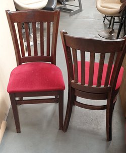 Dark Oak frames and Red dralon Dining Chairs