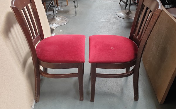 Dark Oak frames and Red dralon Restaurant Chairs