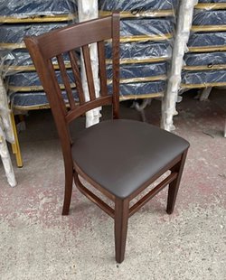 Walnut Frame Chair with Chocolate Brown Faux Leather Cushion