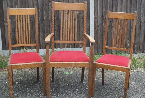 Oak dining chairs (six)