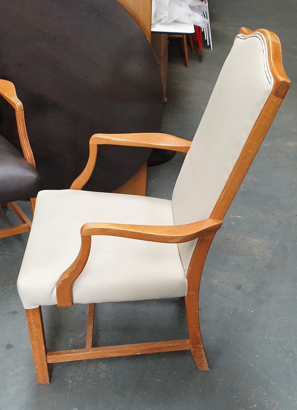Job Lot Brown and Cream Faux Leather Shieldback Dining Chairs