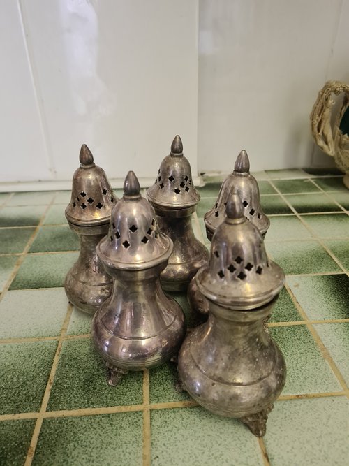 Used Vintage Silver Plated Sugar Shakers Used Vintage Silver Plated Sugar Shakers