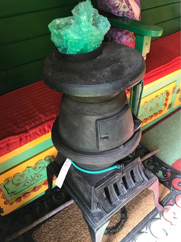 Pot belly stove in Gypsy caravan - Glamping