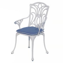 Outdoor armchair with blue seatpad