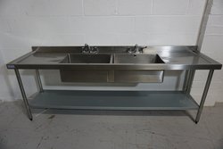 Stainless Steel Double Bowl Sink 2400 x 600mm