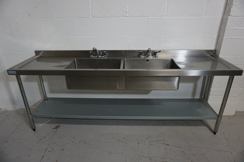 Stainless Steel Double Bowl Sink 2400 x 600mm