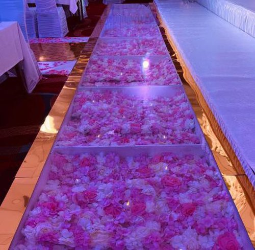 Acrylic gold edge flower walk way Acrylic gold edge flower walk way