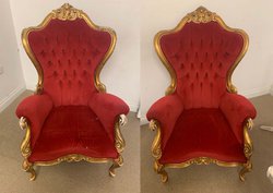Red Gold Painted Throne Chairs