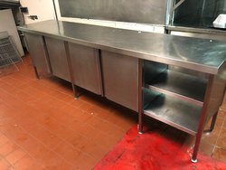 Stainless Worktop 2 Double Cupboards Below And Shelf Unit