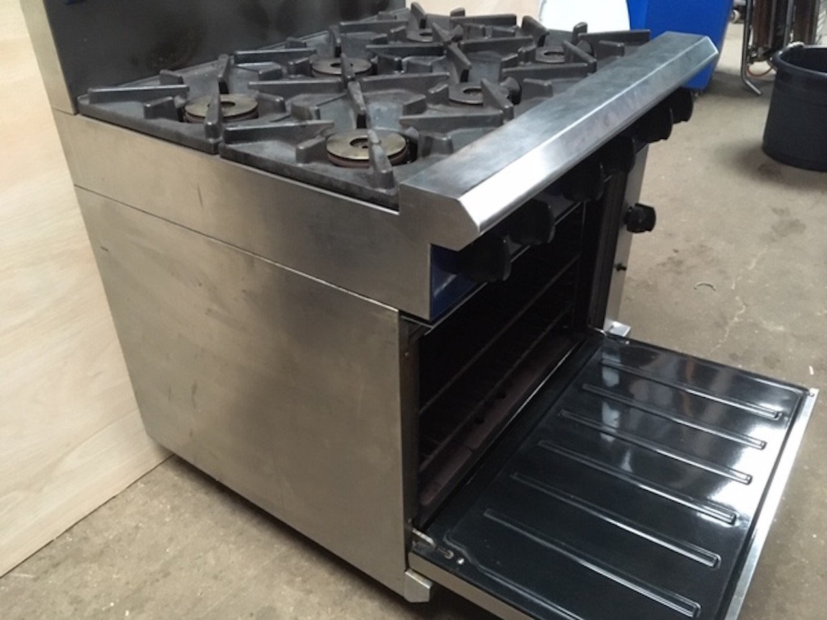 Secondhand Catering Equipment Gas Range Cookers 2x Six Burner Blue