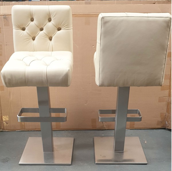 Cream leather high bar stools