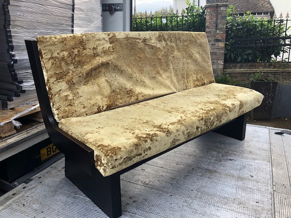 6x Gold Plush Velvet Benches and 3x Tables - Sussex 5