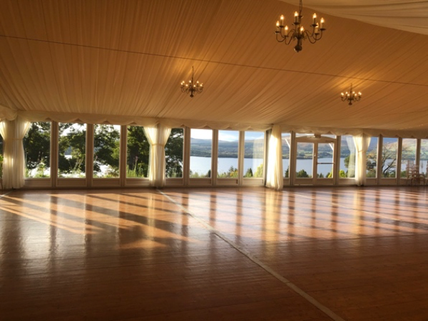 Wedding venue marquee with glass sides