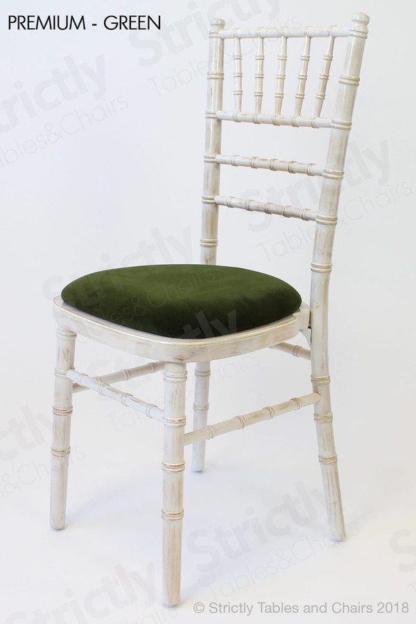 Premium Green Seat Pad Limewash Chiavari Chairs for sale