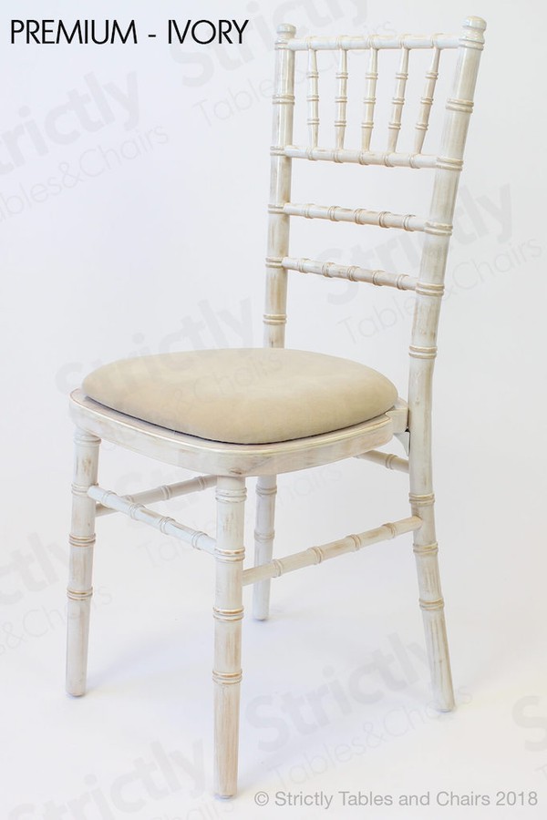 Premium Ivory Seat Pad Limewash Chiavari Chairs for sale