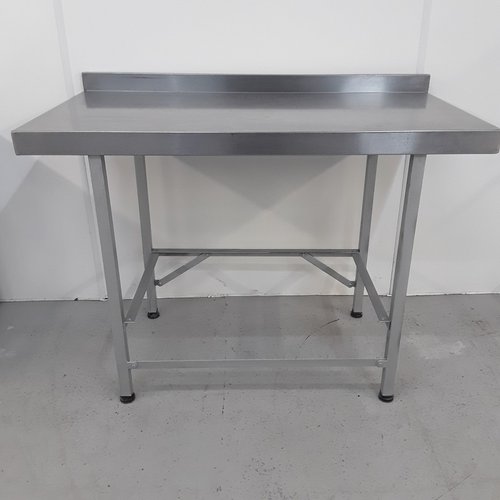 Used   Stainless Steel Table. Stainless steel work surface Iron legs, Adjustable feet, Upstand