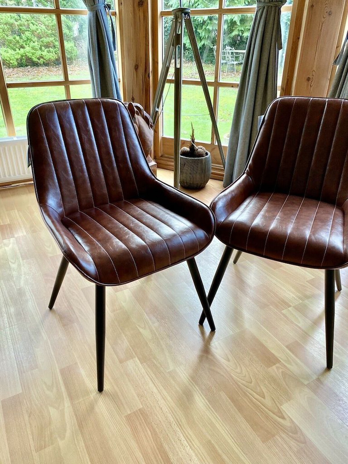 Brown Leather Dining Chairs 7 