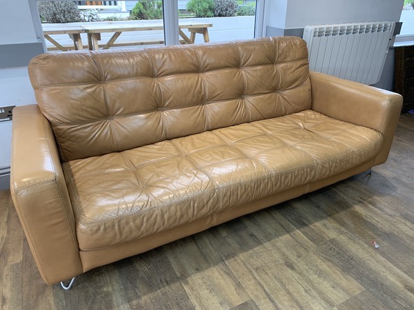 Light Leather 3 Seater Sofa