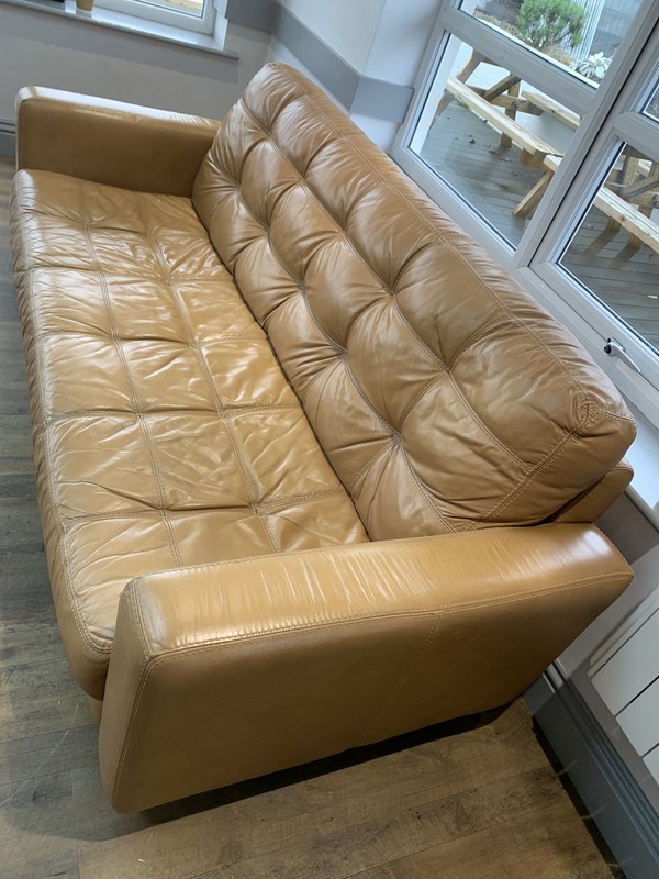 Tan Leather 3 Seater Sofa