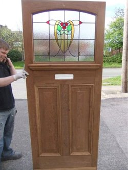 Secondhand Vintage And Reclaimed Doors And Windows Dp001 1930s Stained Glass Exterior Door Nouveau Tulip Cheshire