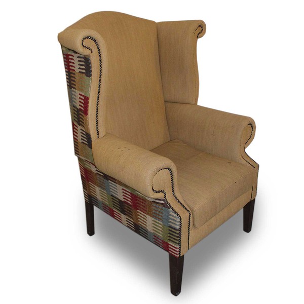 armchair with pattern on side