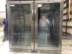 Lec double door stainless bottle fridge
