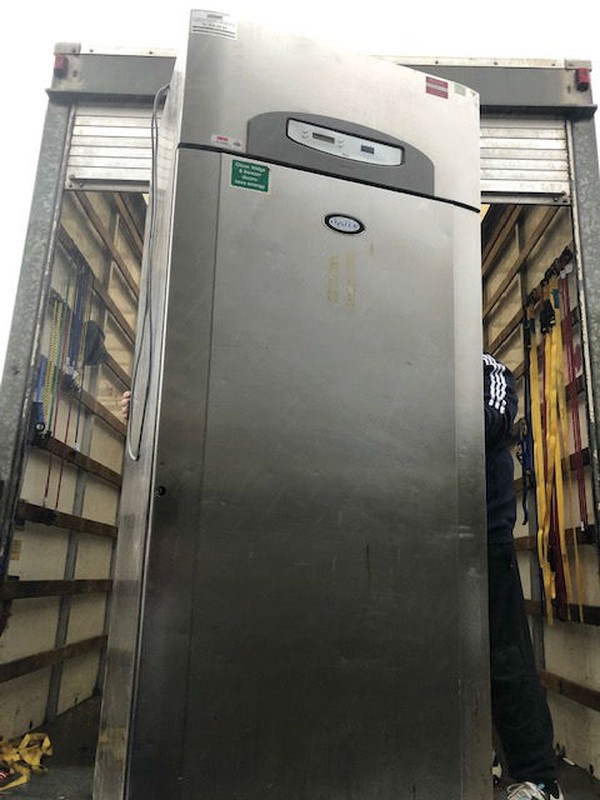 Tall stainless steel fridge