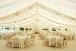 15m x 30m Marquee with Ivory Pleated Lining