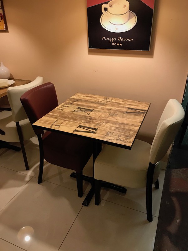 Wooden Tables with Clock detail