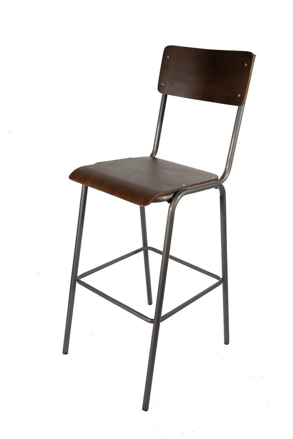 High bar stool with black steel frame