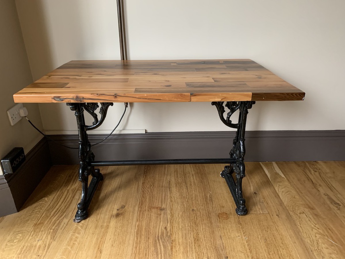Secondhand Pub Equipment Pub Tables 5x Wooden Dining Table with Iron Legs Leeds, West
