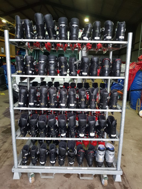 Ice boots  in a variety of sizes / skate racks