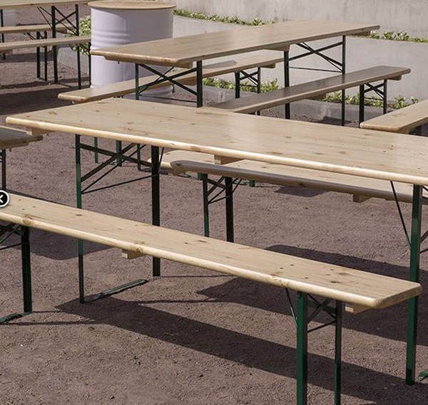 Wooden Beer Benches and Tables