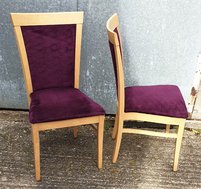 High back restaurant chairs with purple upholstery
