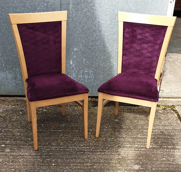 High back chairs with purple fabric