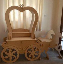 Cinderella Wooden Horses and Carriage Display Table