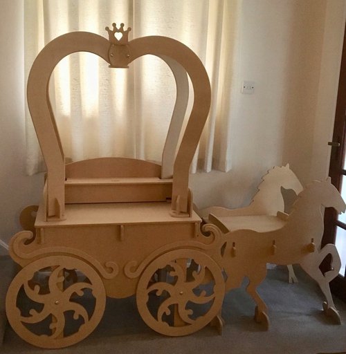 Cinderella Wooden Horses and Carriage Display Table Cinderella Wooden Horses and Carriage Display Table