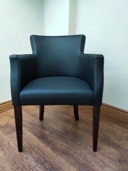 Black Upholstered Leather Arm Chair