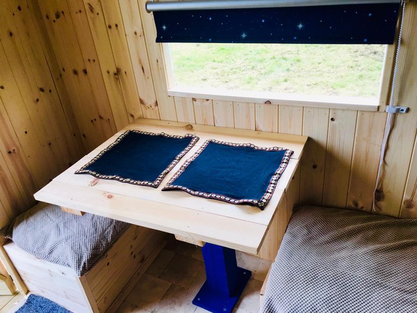 Glamping pod dining area