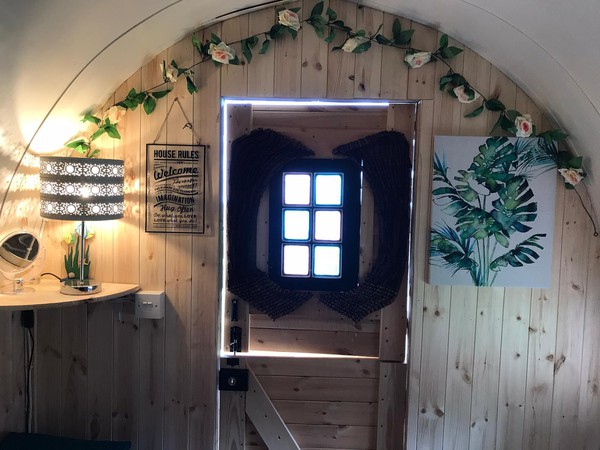 Glamping pod with stable door