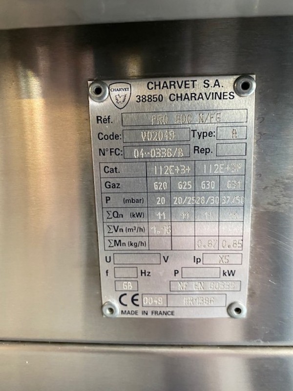 Charvet Pro 800 Premier Cooking Suite spec