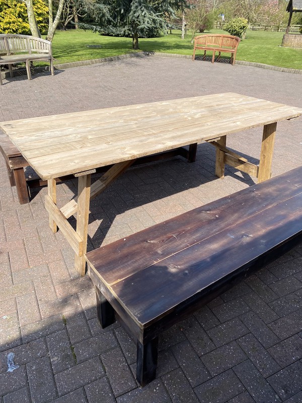 Trestle Table and Bench Set
