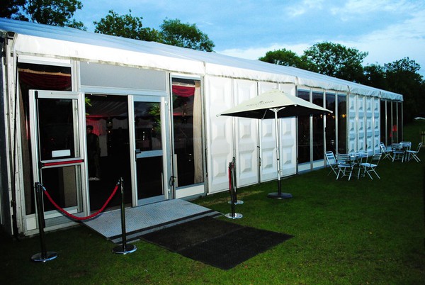15m marquee on 3m legs with doors