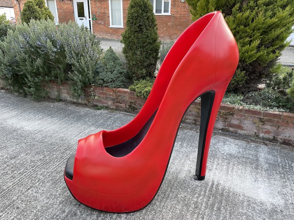 Giant Red Stiletto Party Shoe Statue Prop Photo Opp Giant Red Stiletto Party Shoe Statue Prop Photo Opp