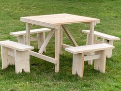 NEW 3ft Square Non Folding Rustic Table set