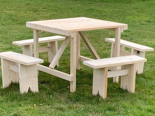 NEW 3ft Square Non Folding Rustic Table set NEW 3ft Square Non Folding Rustic Table set