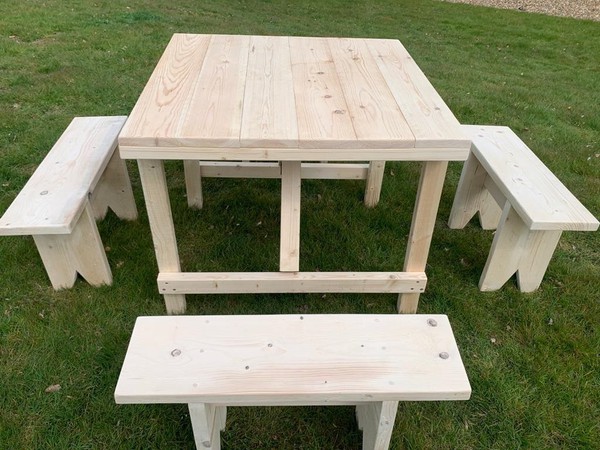 Made To Order 3ft Square Non Folding Rustic Table set