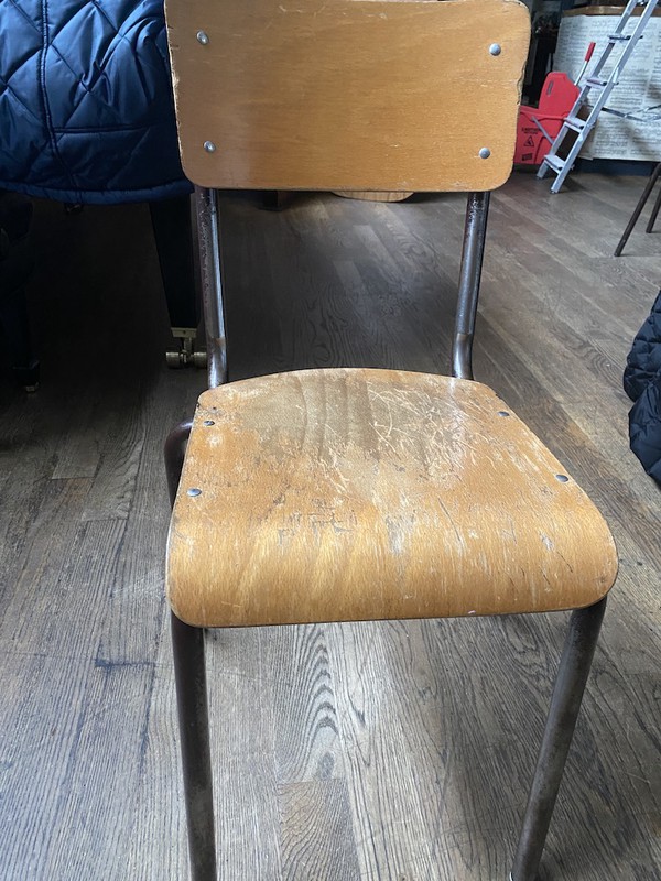 Brown French Vintage School Chairs