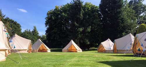 Boutique Camping Canvas 5m Bell Tents in Stone Boutique Camping Canvas 5m Bell Tents in Stone